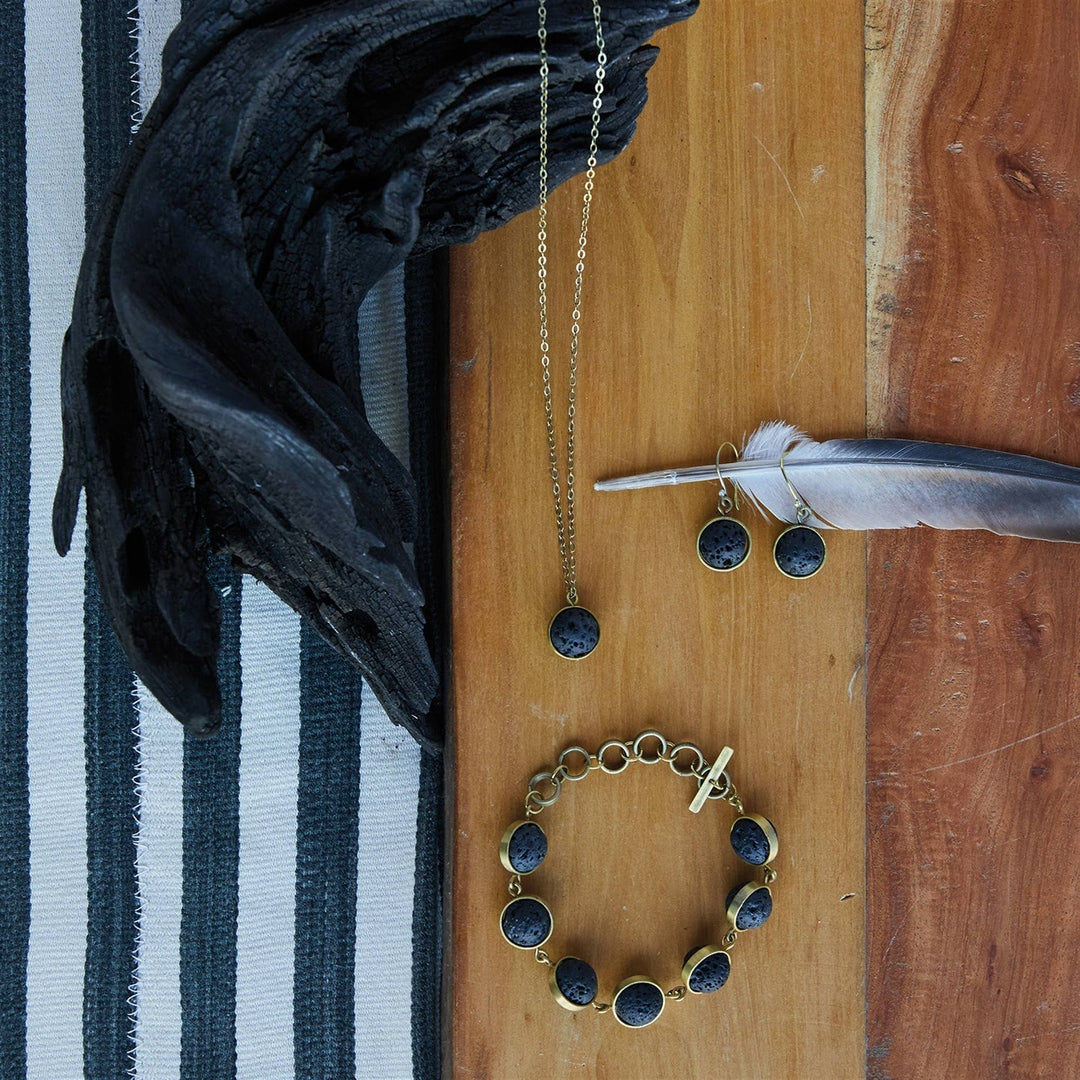 Nevis Lava Loop Earrings - Brass