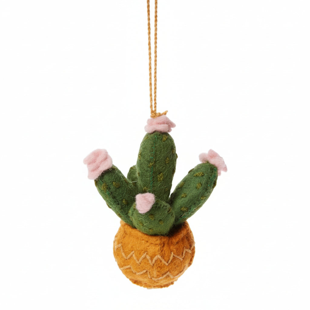 Prickly Pear Ornament- Brown Pot