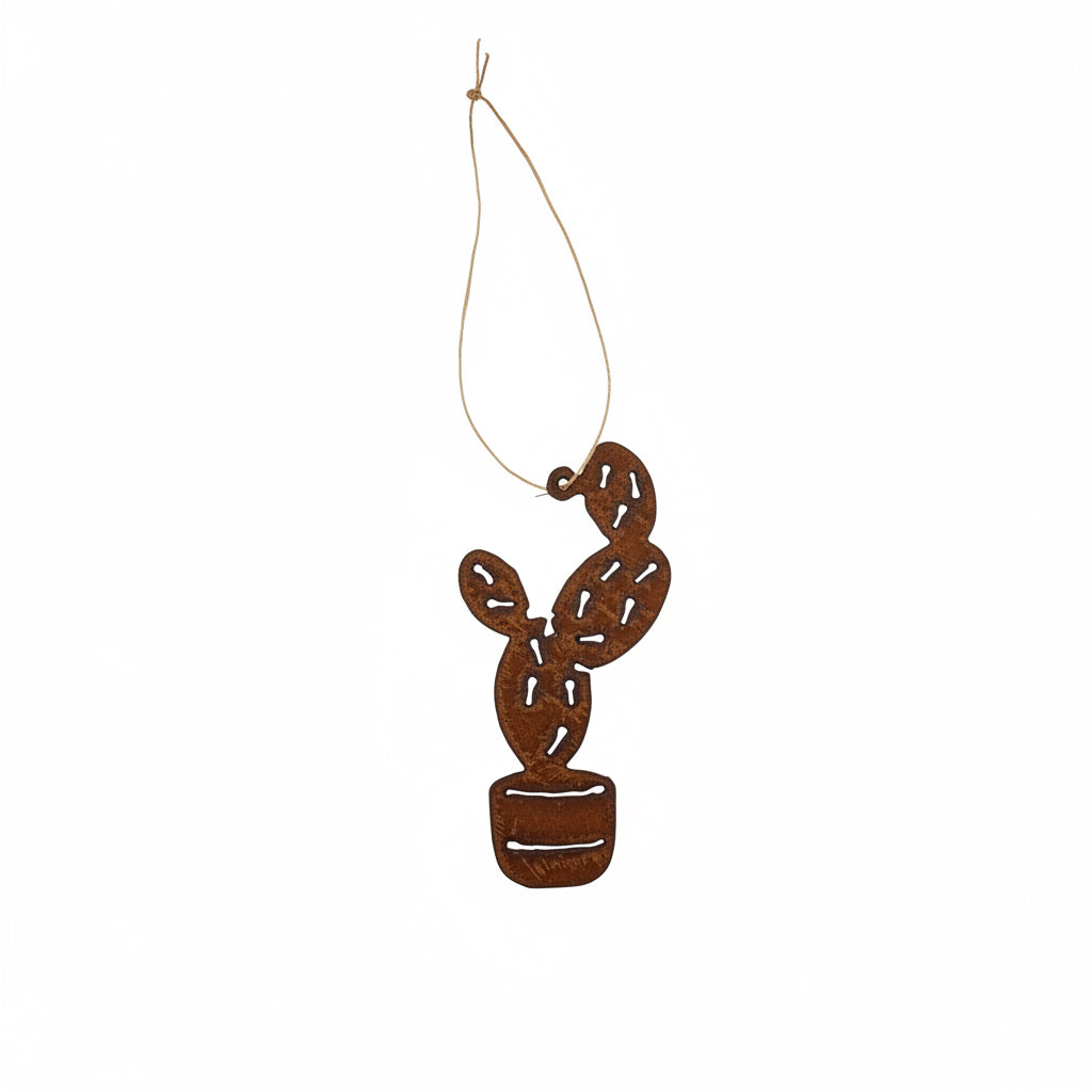 Potted Prickly Pear Cactus Desert Ornament