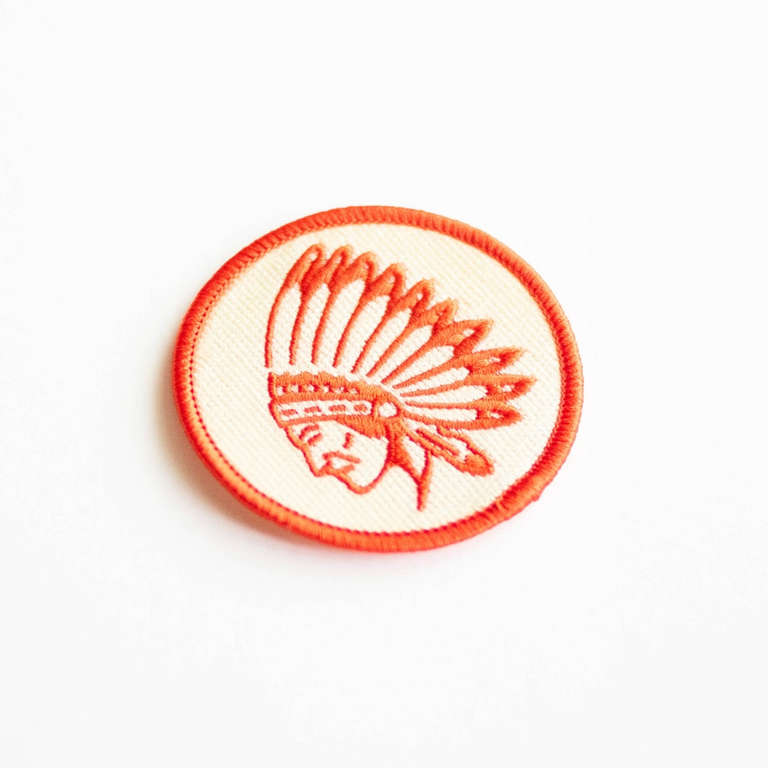Indian Chief Head Embroidered Iron on Patch
