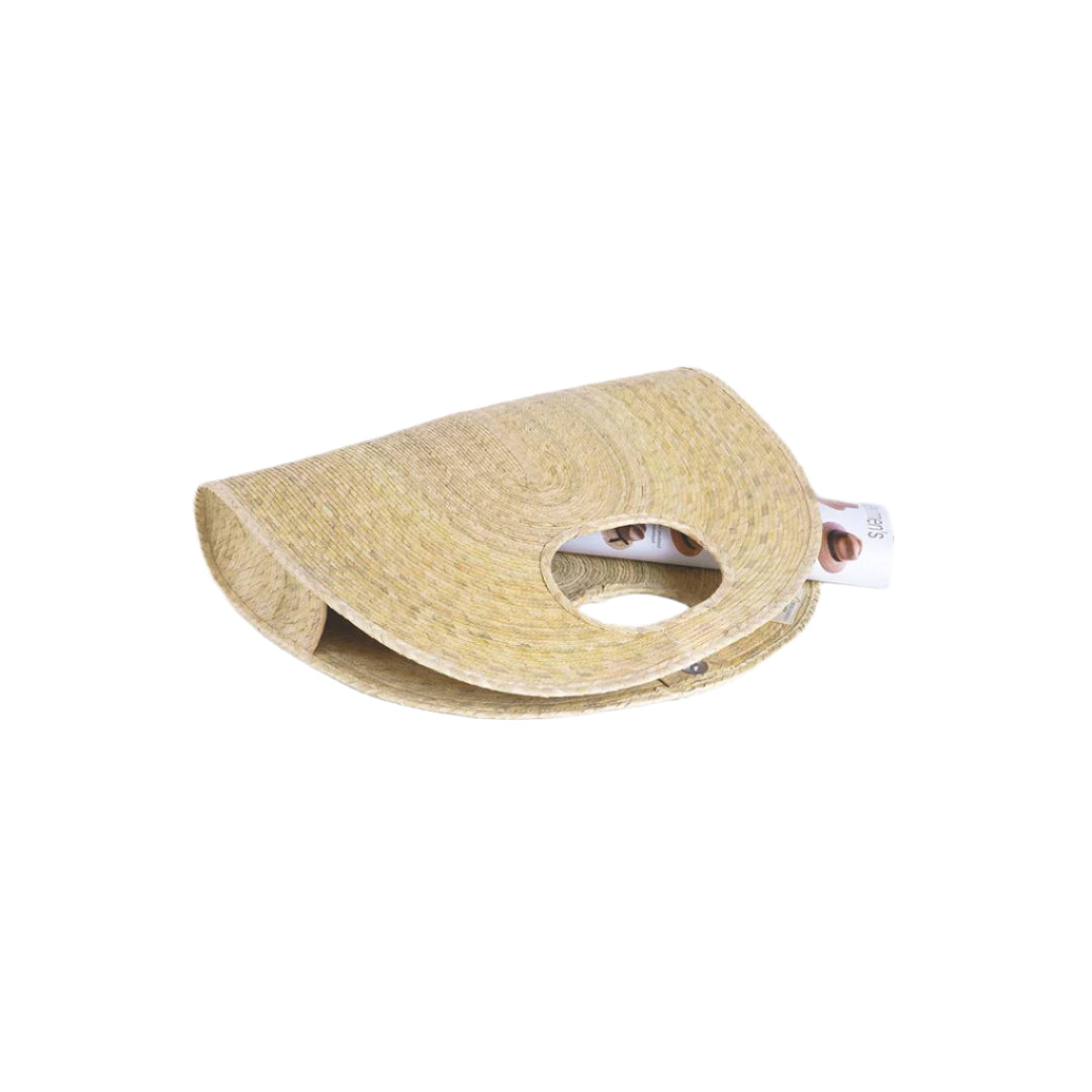 Beige straw clutch bag on a white background