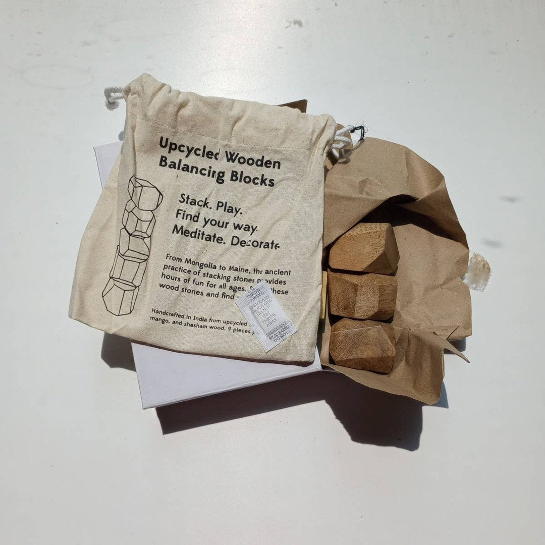 Upcycled Wood Stacking Stones - Set of 9