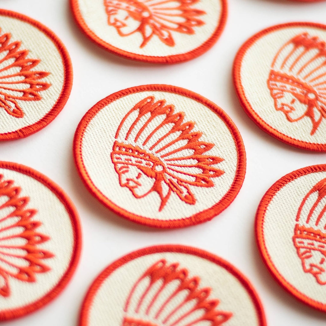 Indian Chief Head Embroidered Iron on Patch