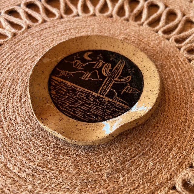 Night Desert Sgraffito Ceramic Spoon Rest