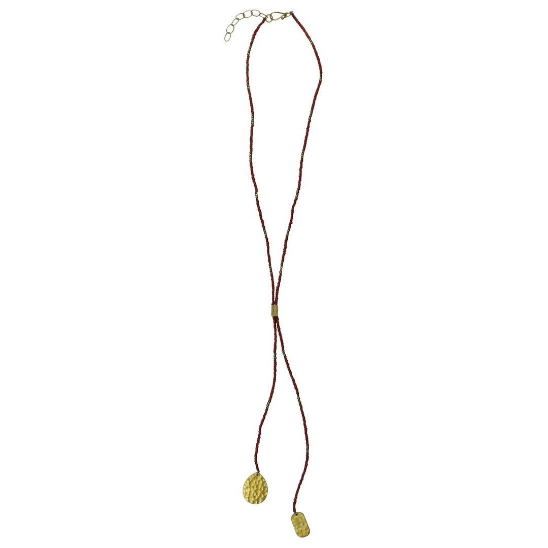 Rust Beads Lariat Pendant