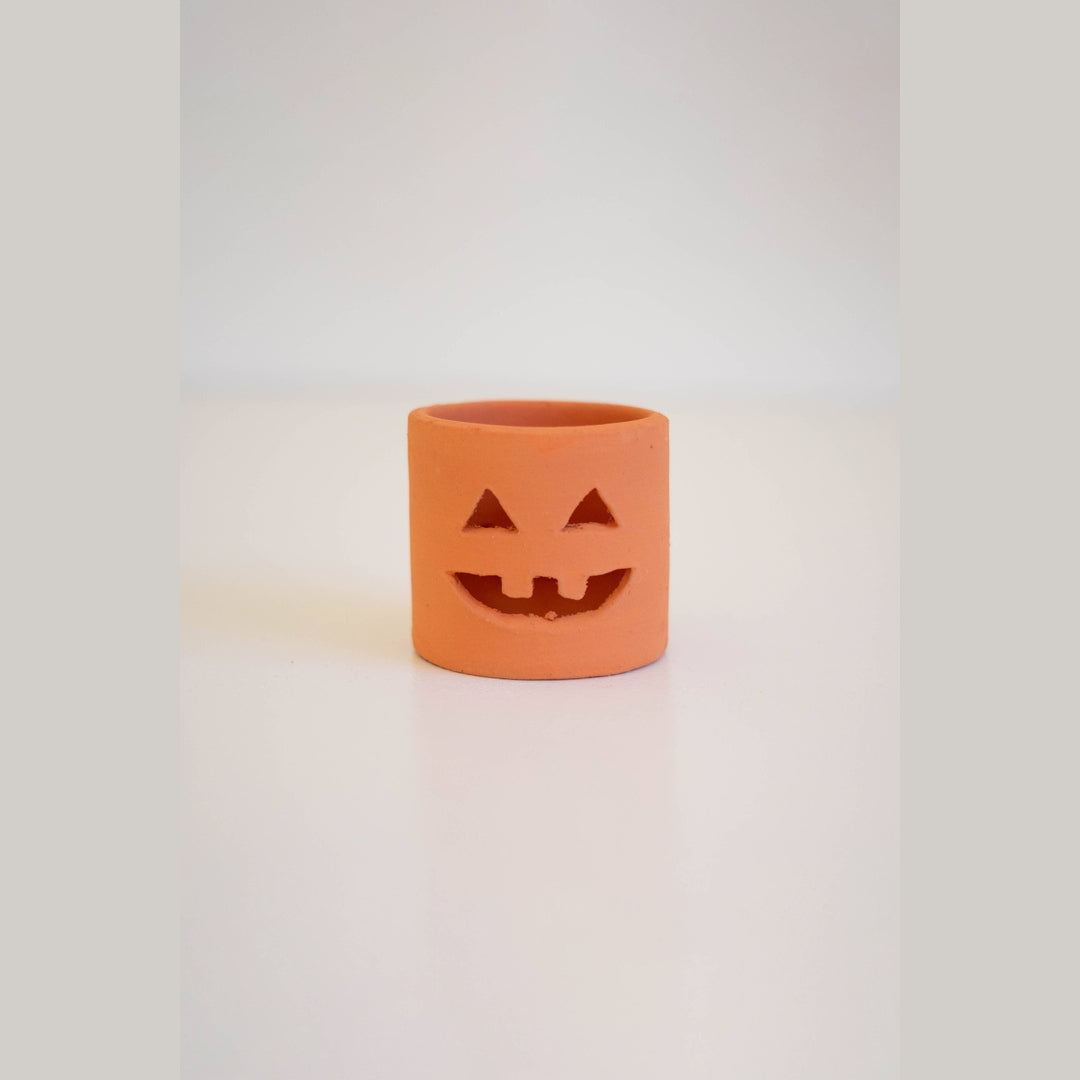 SHORT TERRACOTTA JACK-O-LANTERN