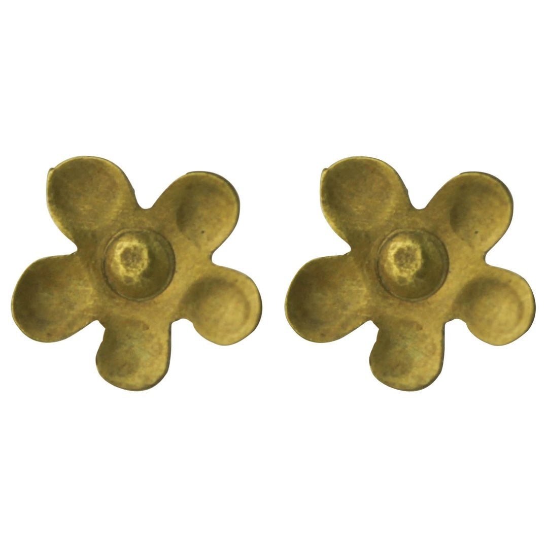 Gia Flower Post Earring, Brass