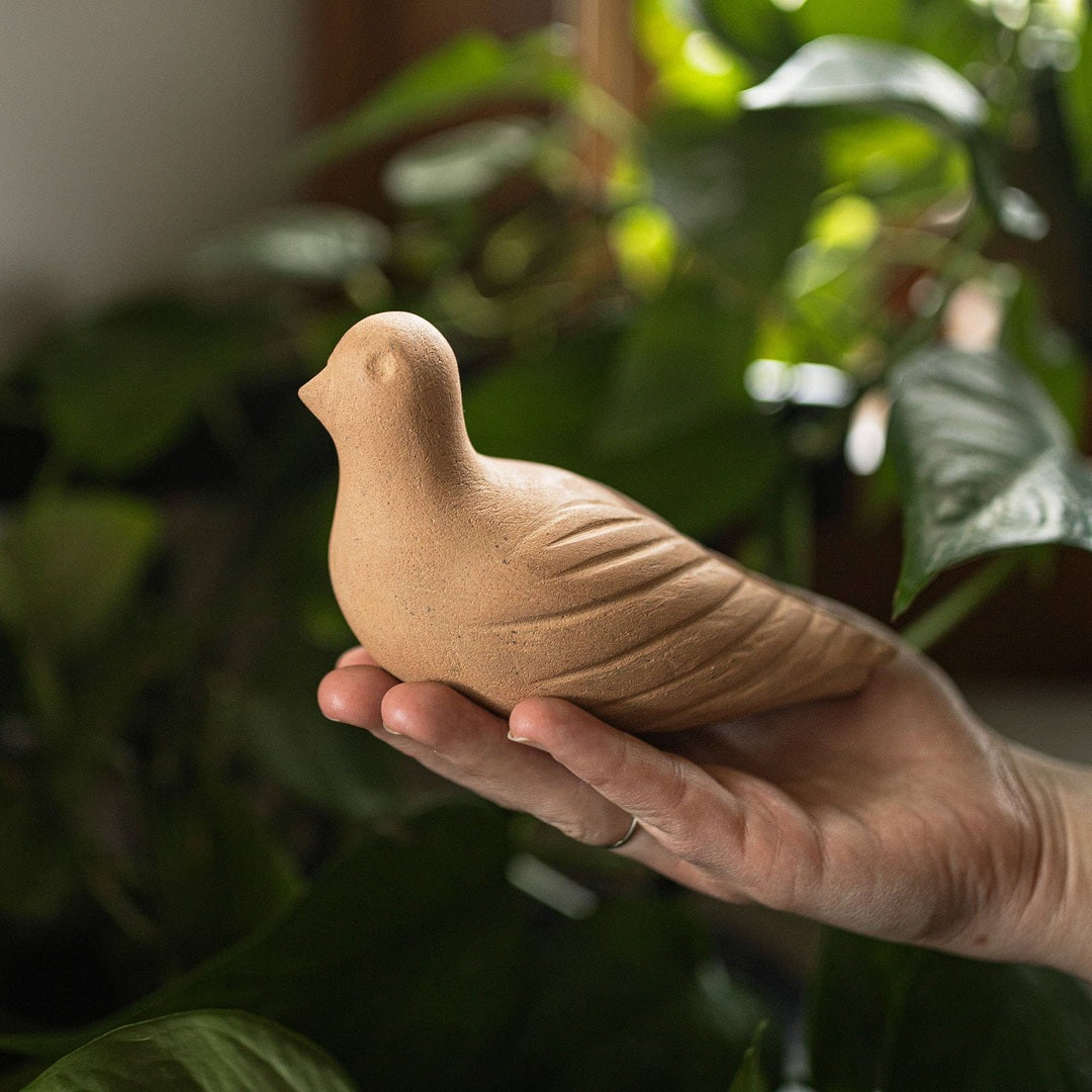 Marisol Sitting Bird Figure Natural Terracotta