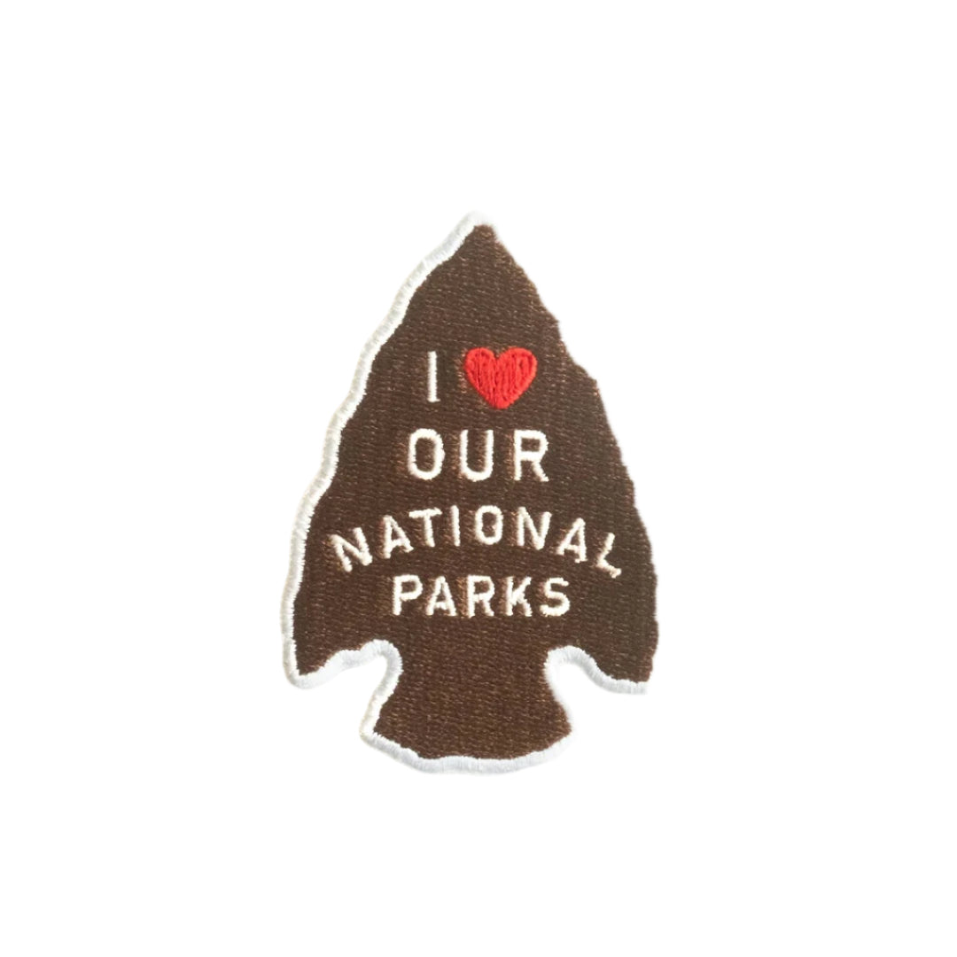 Patch with 'I ❤️ Our National Parks' text on a white background