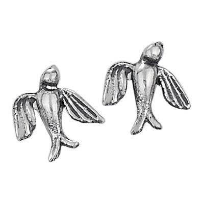 Fly Away Sterling Silver Bird Studs
