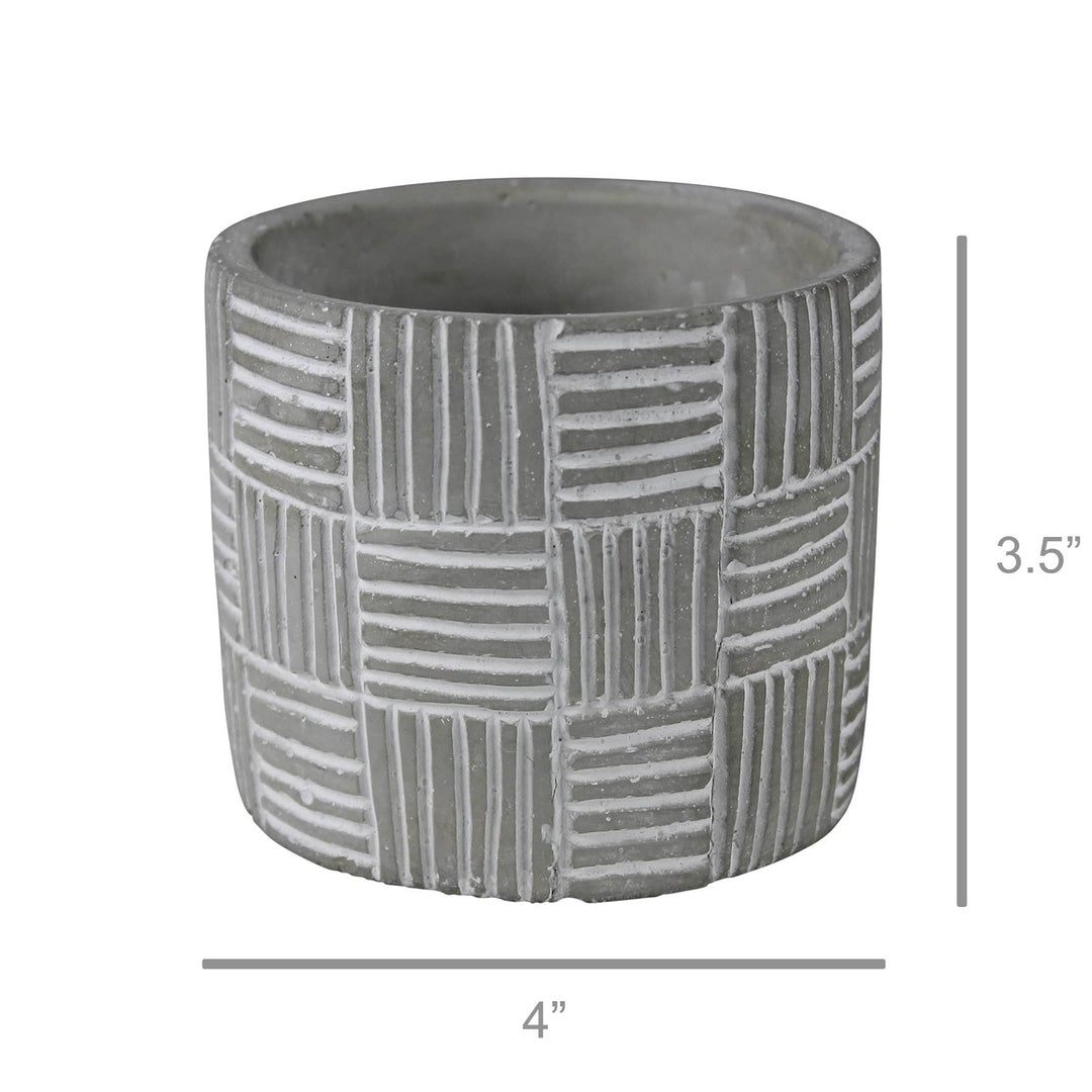 Crosshatch Cement Cachepot