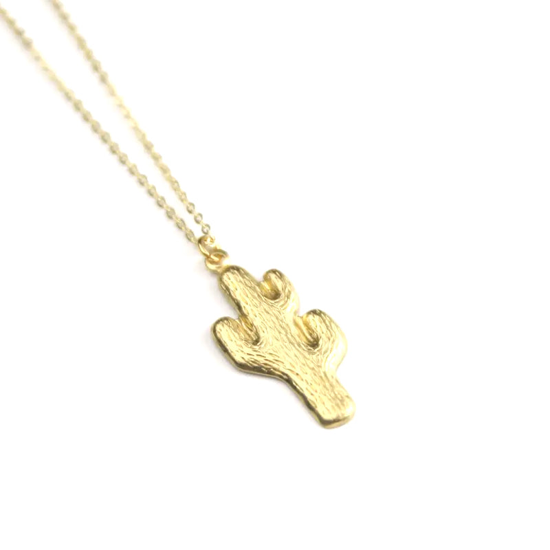 Brass Cactus Necklace