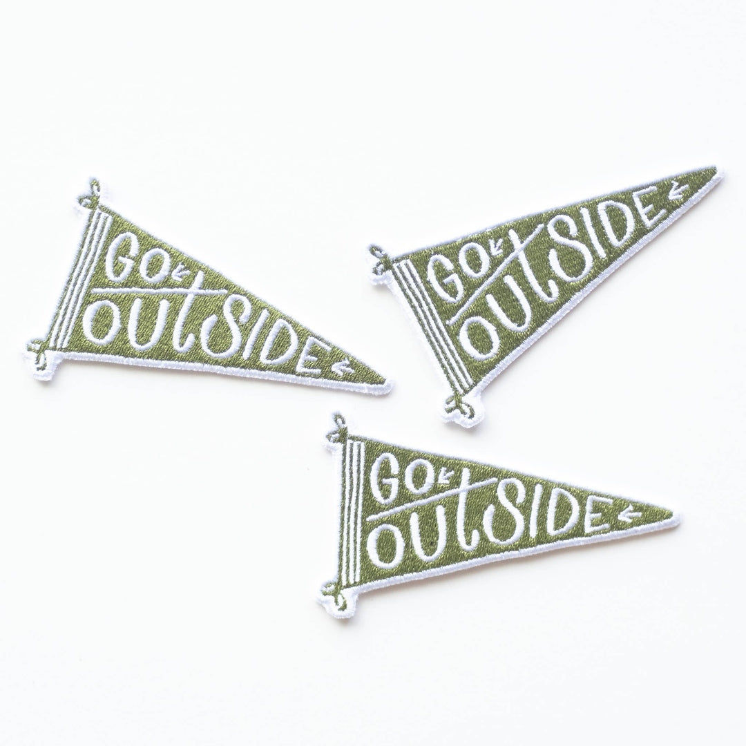 Go Outside Banner Embroidered Iron on Patch