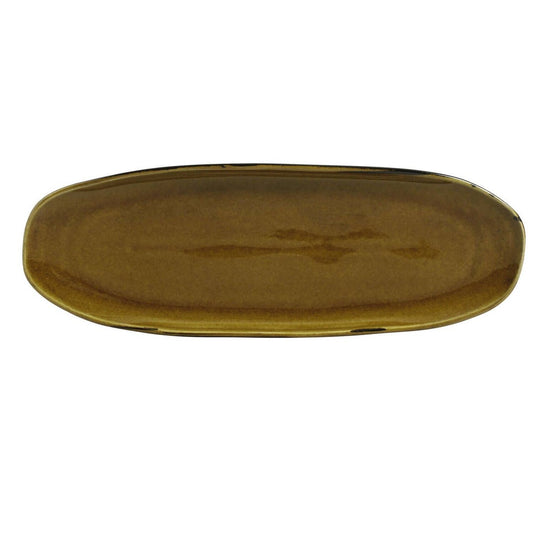Shallow Amber Oval Platter Large