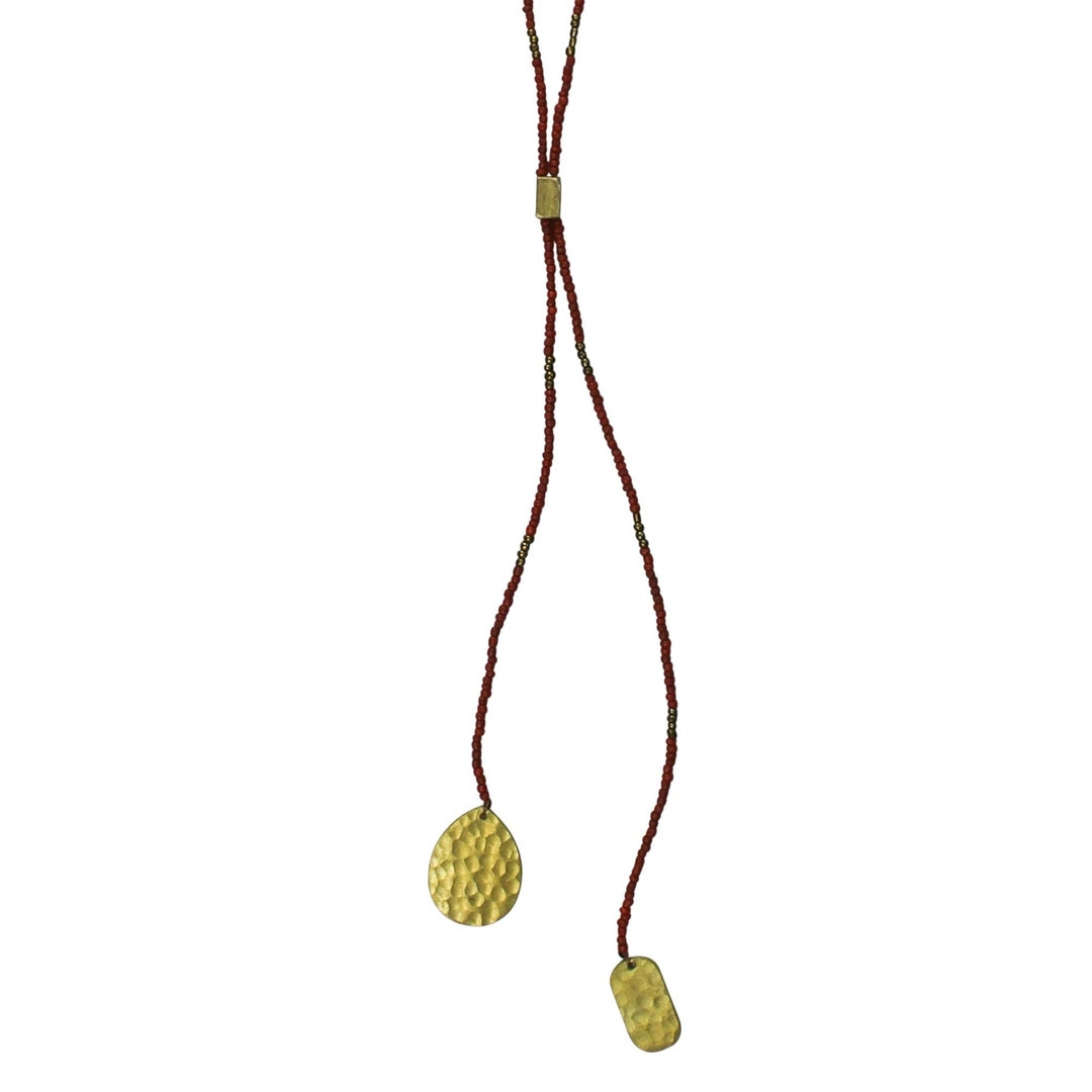 Rust Beads Lariat Pendant