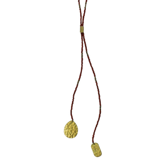 Rust Beads Lariat Pendant