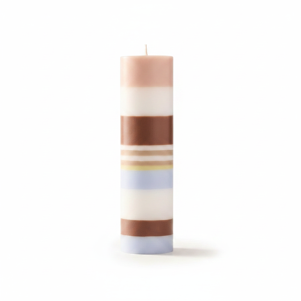 Dalan Natural Medium Stripe Palm Wax Pillar Candle