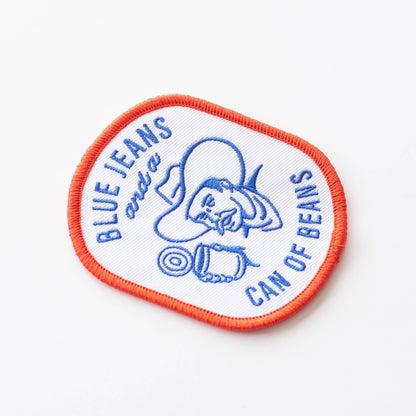 Blue Jeans and a Can of Beans Embroidered Iron on Patch