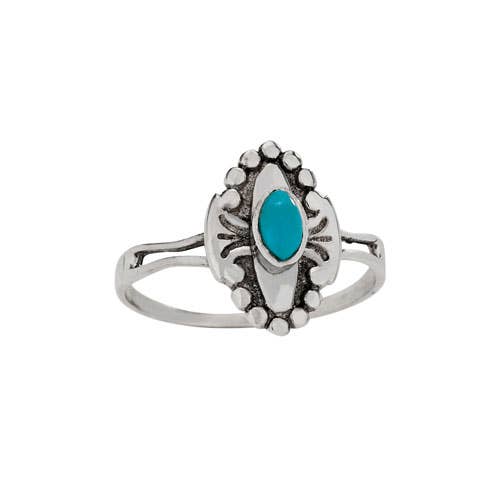 A Western Halo Sterling Silver Turquoise Ring