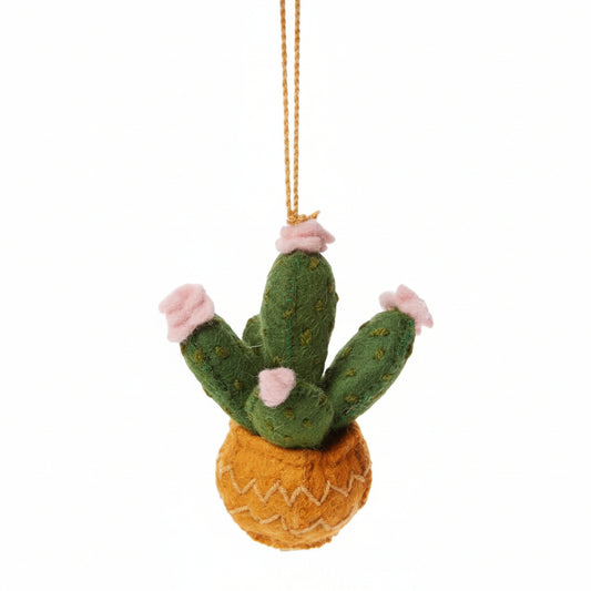 Prickly Pear Ornament- Brown Pot