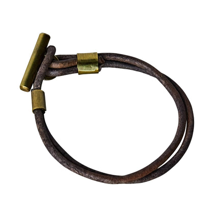Leather Brass Toggle Bracelet