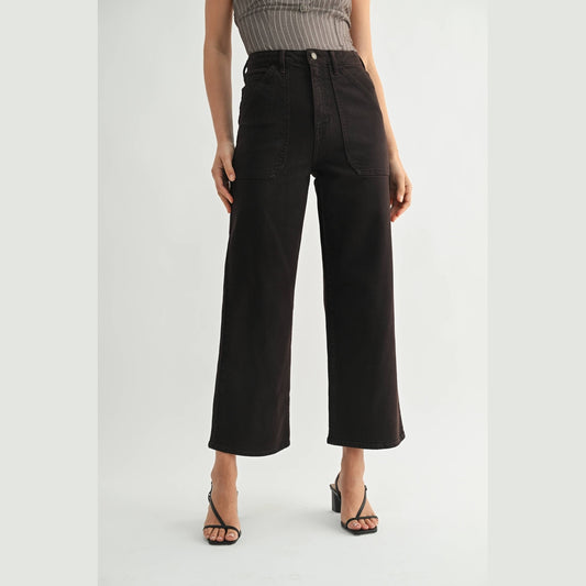 Chocolate HR Cargo Pocket Wide Leg Jean