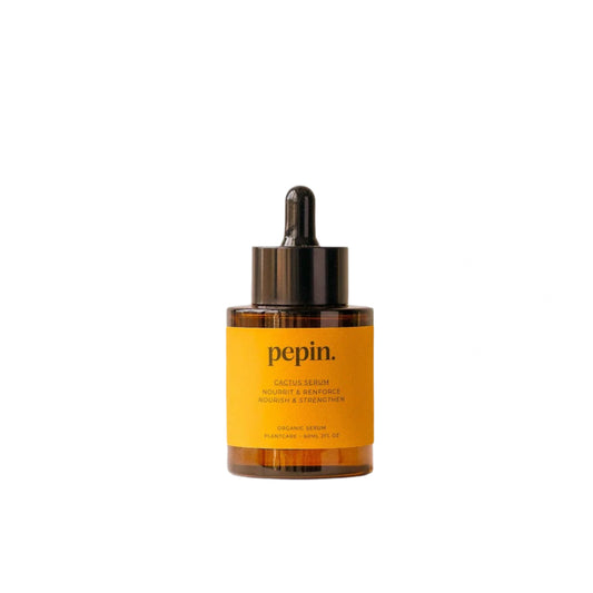 Brown bottle with yellow label featuring 'pepin' on a white background.