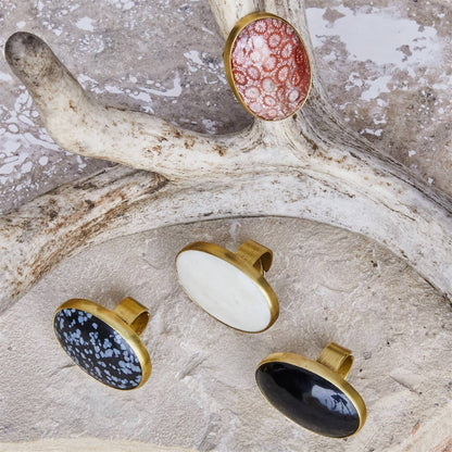 Bezel Set Ring, Brass - Bone