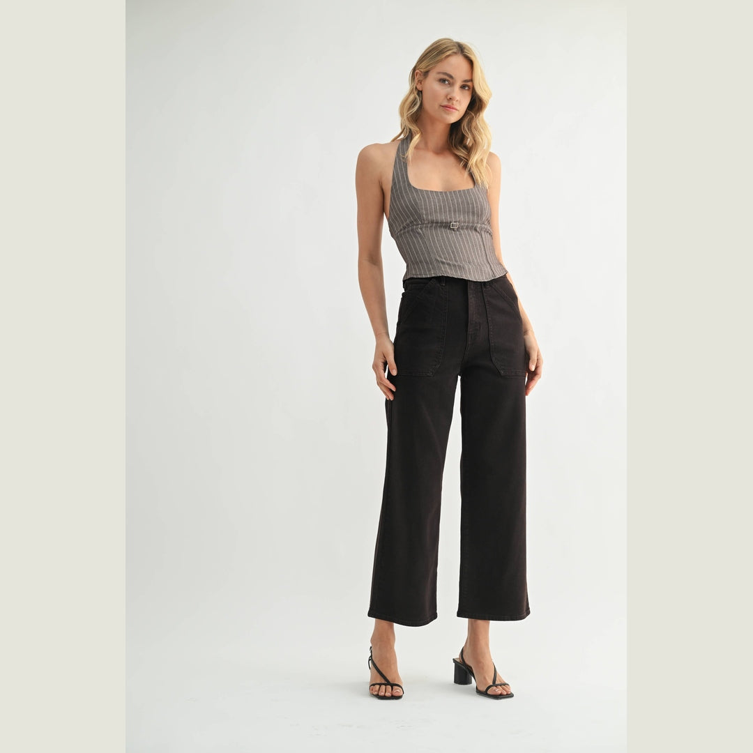 Chocolate HR Cargo Pocket Wide Leg Jean