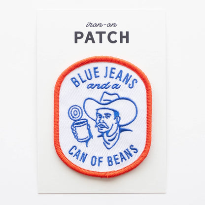 Blue Jeans and a Can of Beans Embroidered Iron on Patch