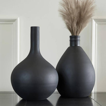 Matte Black Round Vase