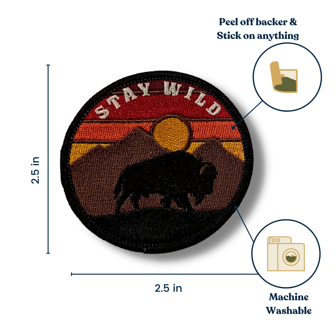 Stay Wild Bison stick-on patch