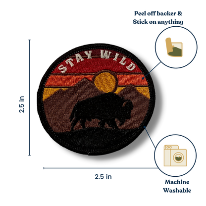 Stay Wild Bison stick-on patch