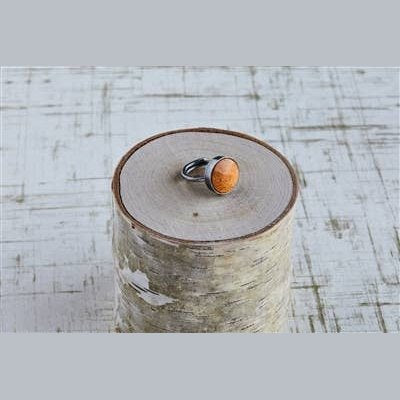 Penny Ring, Silver, Light Wood