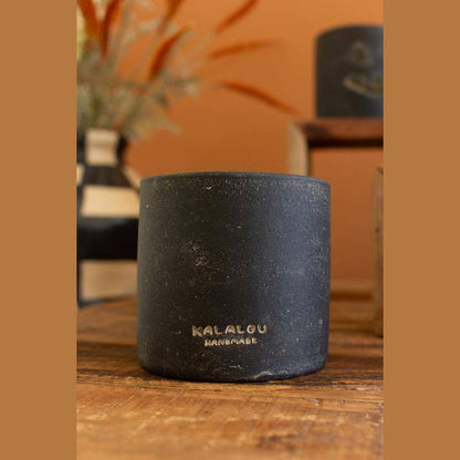 SHORT BLACK CLAY JACK-O-LANTERN