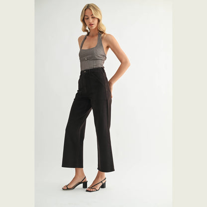 Chocolate HR Cargo Pocket Wide Leg Jean