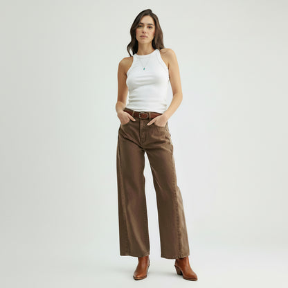 High Rise Twist Seam Barrel Vintage Brown Jean