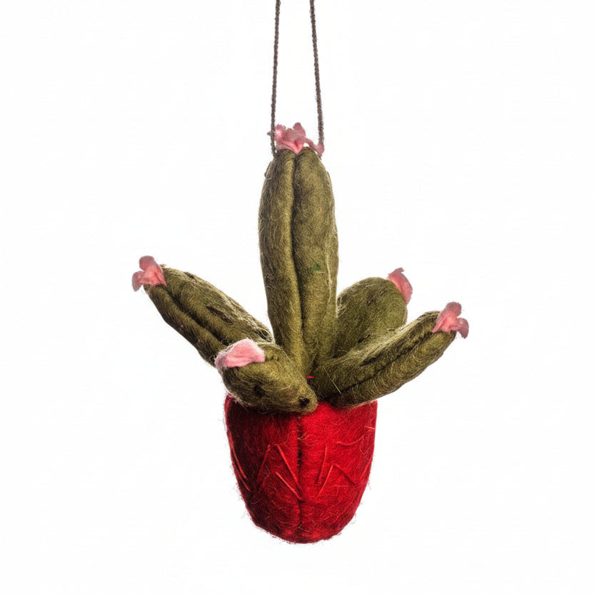 Prickly Pear Ornament- Red Pot