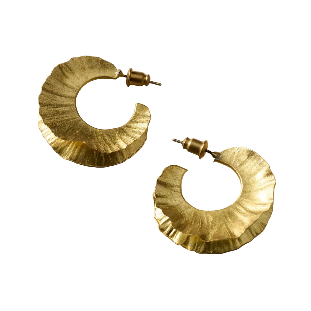 Usha Brass Ruffle Post Earrings