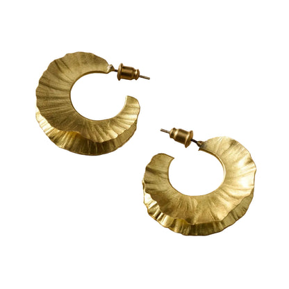 Usha Brass Ruffle Post Earrings