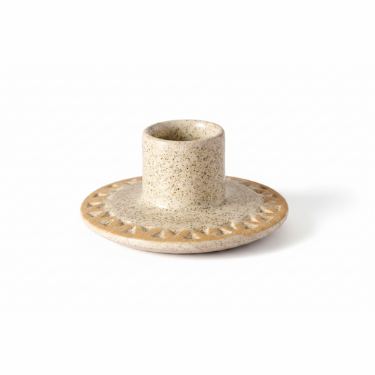 Tidal Etched Ceramic Taper Candle Holder
