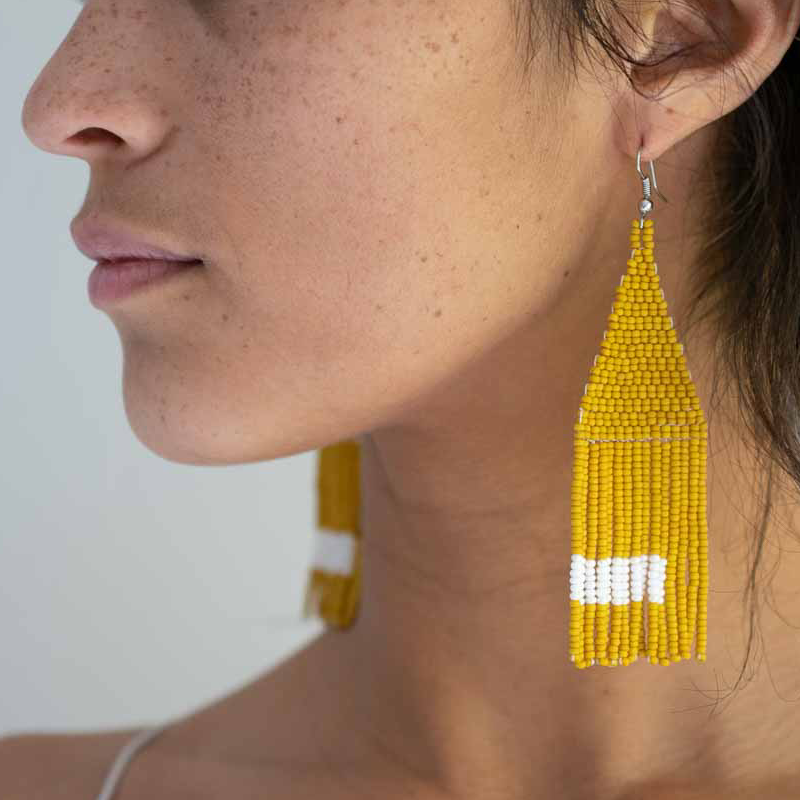 Mostaza - Fair Traded Beaded Fringe Earrings