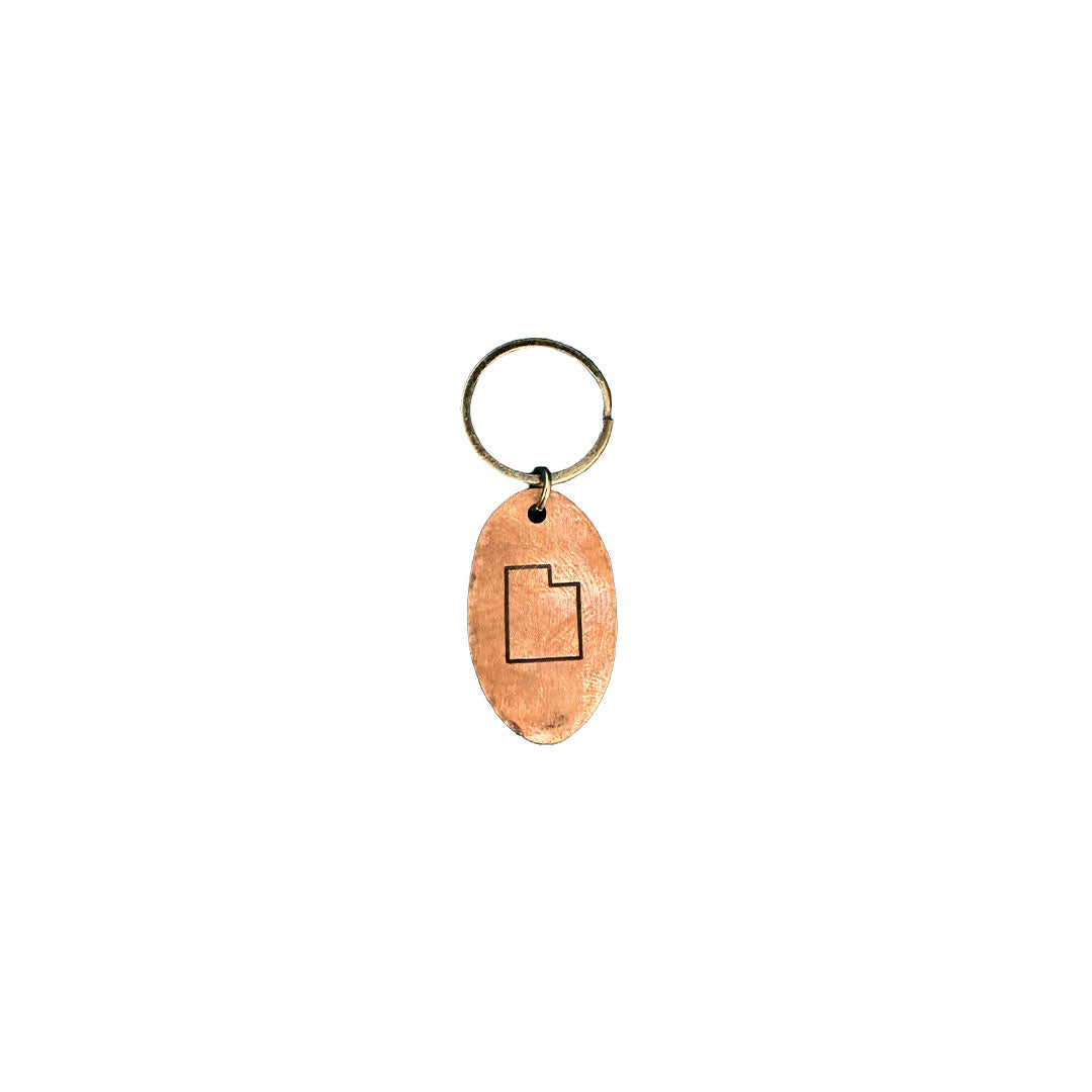 Stamped Utah Copper Keychain