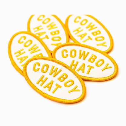 Cowboy Hat Embroidered Iron on Patch (Yellow+White)