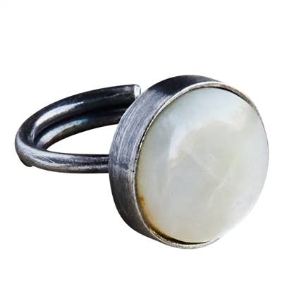 Penny Ring, Silver, Mother of Pearl - Light