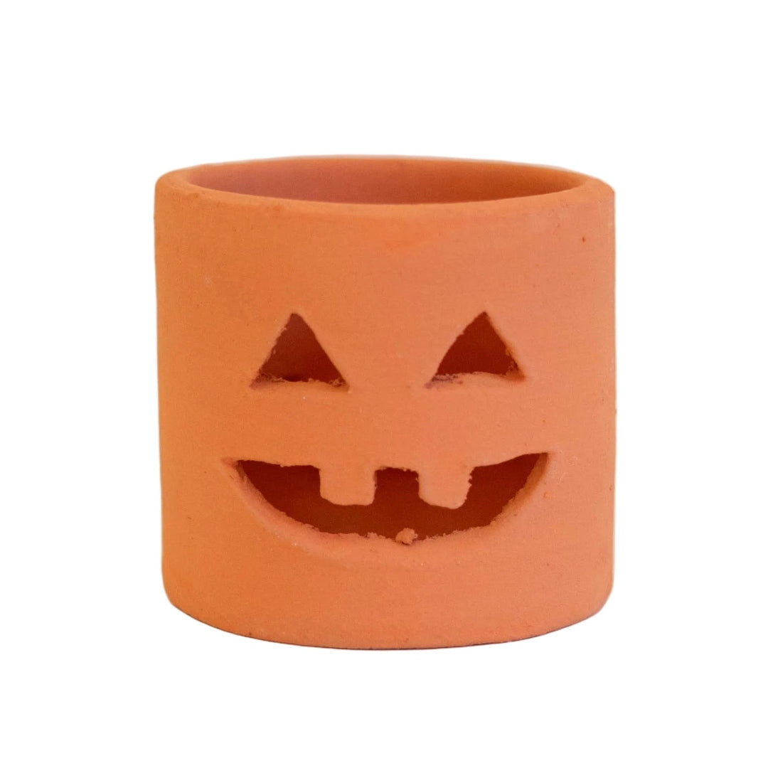 SHORT TERRACOTTA JACK-O-LANTERN
