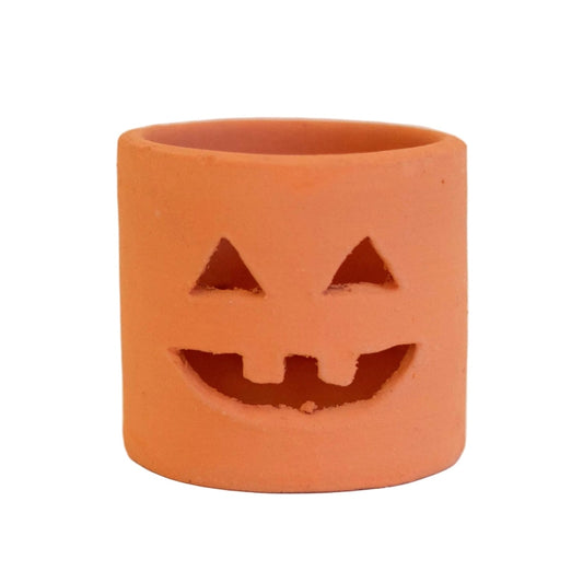 SHORT TERRACOTTA JACK-O-LANTERN
