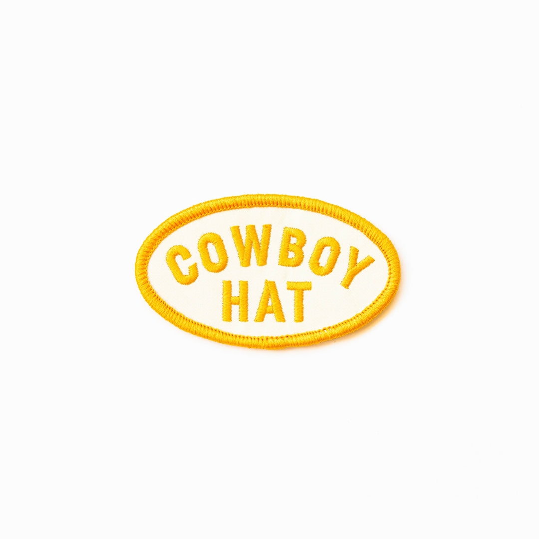 Cowboy Hat Embroidered Iron on Patch (Yellow+White)