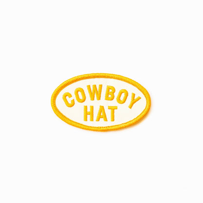 Cowboy Hat Embroidered Iron on Patch (Yellow+White)