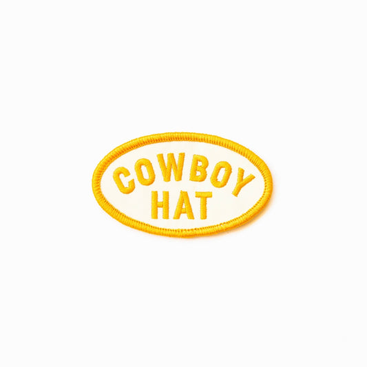 Cowboy Hat Embroidered Iron on Patch (Yellow+White)